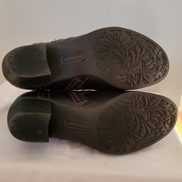 COMFORTIVA Black Leather Women's Short Boots, Side Zip, Like New. Size 8.5 - Picture 7 of 11